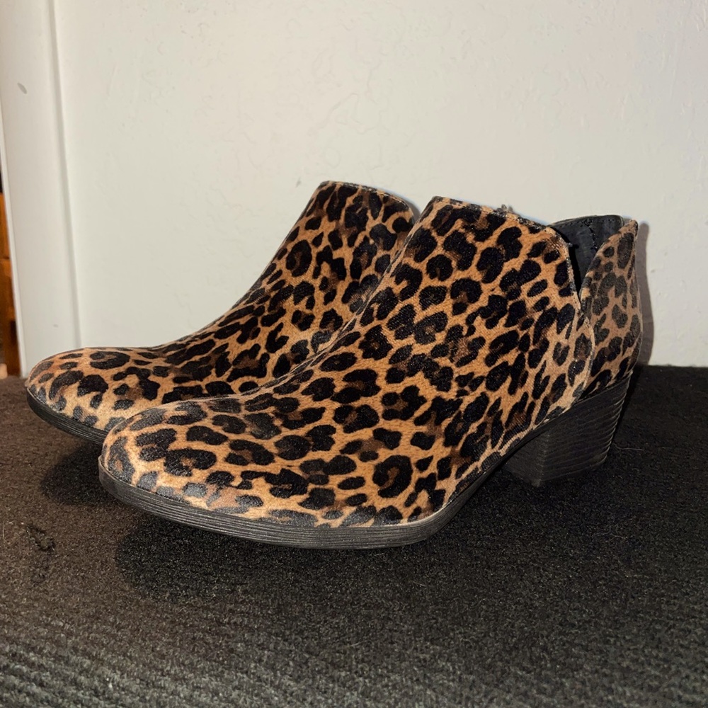 Cheetah print booties